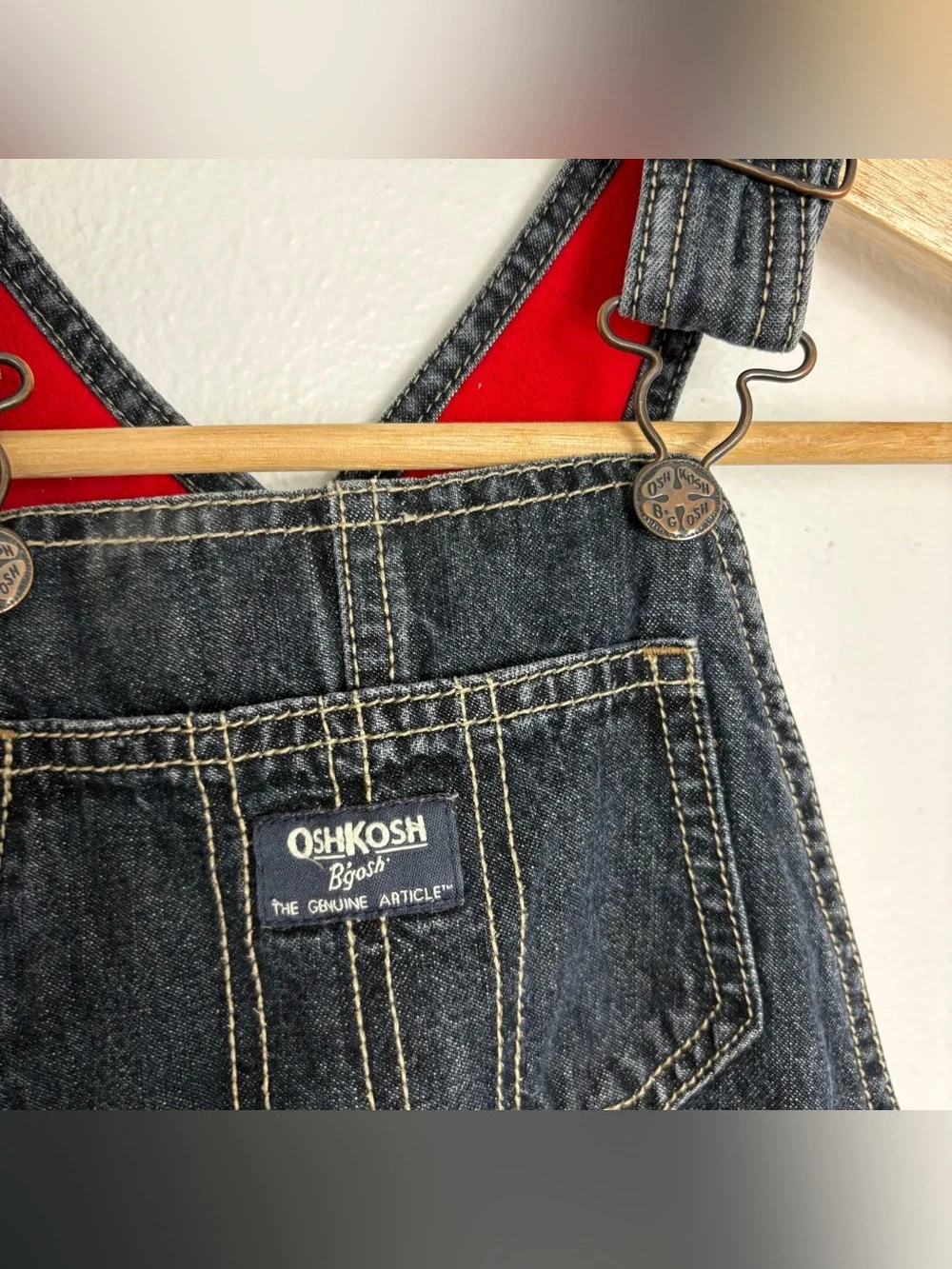 Vtg OshKosh Bgosh VESTBAK Overalls 3T Boys  Red Cotton Lined 90s Style Carpenter